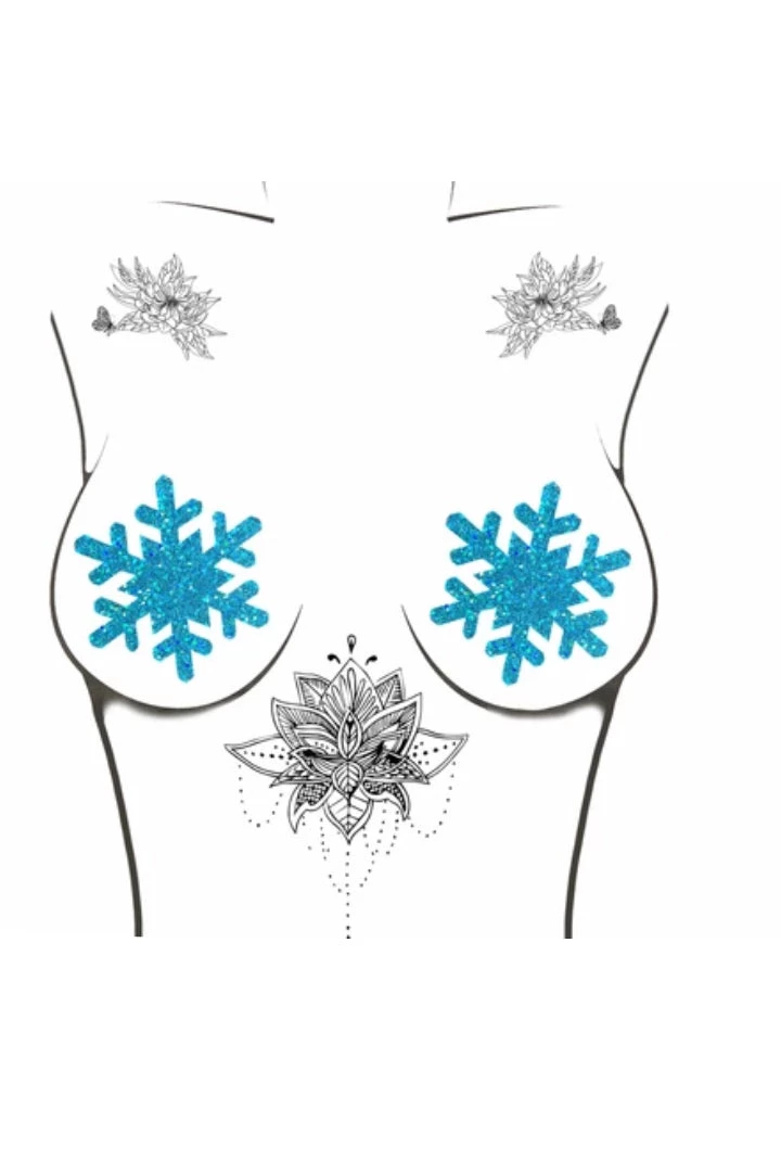 NevaNude Turquoise Glitter Snowflake Christmas Nipple Pasties 4 NevaNude Turquoise Glitter Snowflake Christmas Nipple Pasties