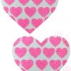 NevaNude White & Pink Neon UV Glitter Heart Nipple Pasties Lingerie 2 NevaNude White & Pink Neon UV Glitter Heart Nipple Pasties Lingerie