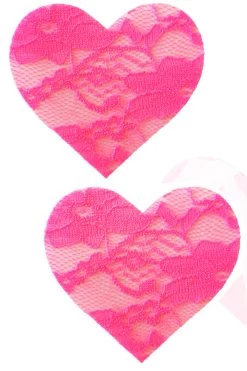 NevaNude Neon Pink Blacklight Lace Nipple Pasties Lingerie