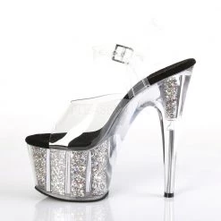 Pleaser Clr/Slv 7" Glitter Heels* Shoes