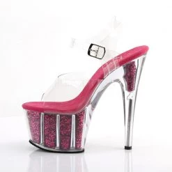 Pleaser Clear/Hot Pink 7" Glitter High Heels* Glow In The Dark & Neon