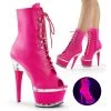Pleaser 6" Heel Hot Pink Peep Toe Lace-Up Ankle Boot*