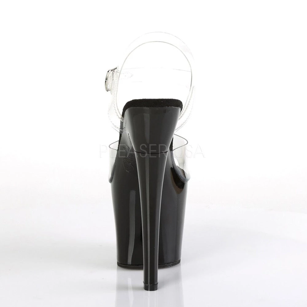 Pleaser 7" Clear/Black Ankle Strap Stripper Heels* Shoes 4 Pleaser 7" Clear/Black Ankle Strap Stripper Heels* Shoes