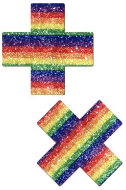 Pastease Glittering Rainbow XX Nipple Pasties Rainbow Clothing