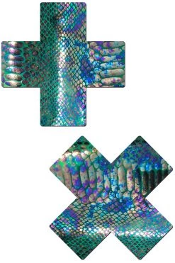 Pastease Accessories Gold Holographic Snake Print XX Nipple Pasties
