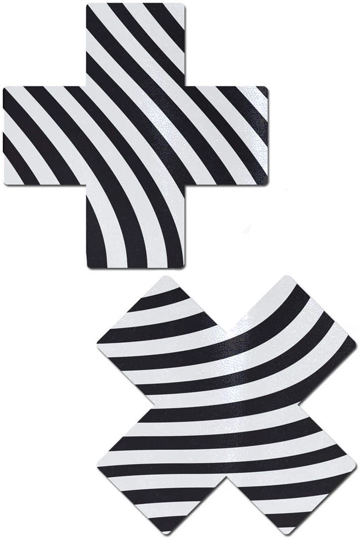 Pastease Black & White Silly Stripes XX Nipple Pasties Accessories 3 Pastease Black & White Silly Stripes XX Nipple Pasties Accessories