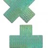 Pastease Accessories Green Holographic Triangle Cross Nipple Pasties