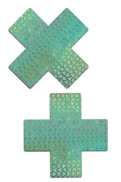 Pastease Accessories Green Holographic Triangle Cross Nipple Pasties 5 Pastease Accessories Green Holographic Triangle Cross Nipple Pasties