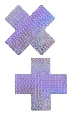 Pastease Lavender Holographic Triangle Cross Nipple Pasties Accessories