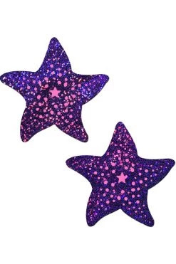Pastease Purple Pink Glitter Star Fish Nipple Pasties Costumes