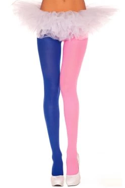 Music Legs Hosiery Pink 'n' Blue Have-Cake-&-Eat-it-Too Opaque Tights