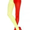 Music Legs Freak Like Me Red & Yellow Opaque Two-Toned Tights Hosiery