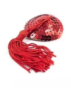 HD Lingerie Red Sequin & Red Tassel Nipple Pasties Accessories