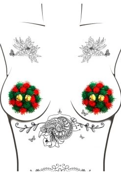 NevaNude Red & Green Reusable Silicone Christmas Nipple Pasties Lingerie
