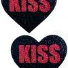 NevaNude Kiss Black Glitter Heart Nipple Pasties