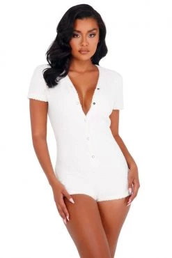 Roma Costume Cozy Fuzzy Lounge Romper Lingerie