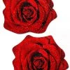 Pastease Red Glitter Velvet Roses Nipple Pasties Costumes