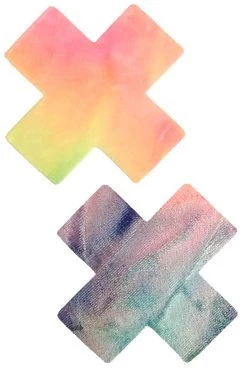 NevaNude Tie Dye Velvet Double X Nipple Pasties Rainbow Clothing