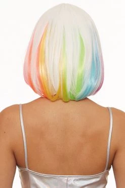Dreamgirl Streaks Of Sherbet Peek-a-Boo Shoulder Length Wig Rainbow Clothing