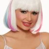 Dreamgirl Streaks Of Sherbet Peek-a-Boo Shoulder Length Wig Rainbow Clothing