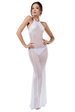 Starline White Mesh Lingerie Gown
