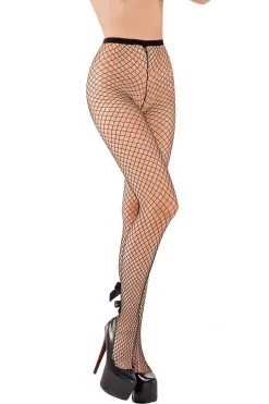 Starline Black Fishnet Tights With Backseam Bows
