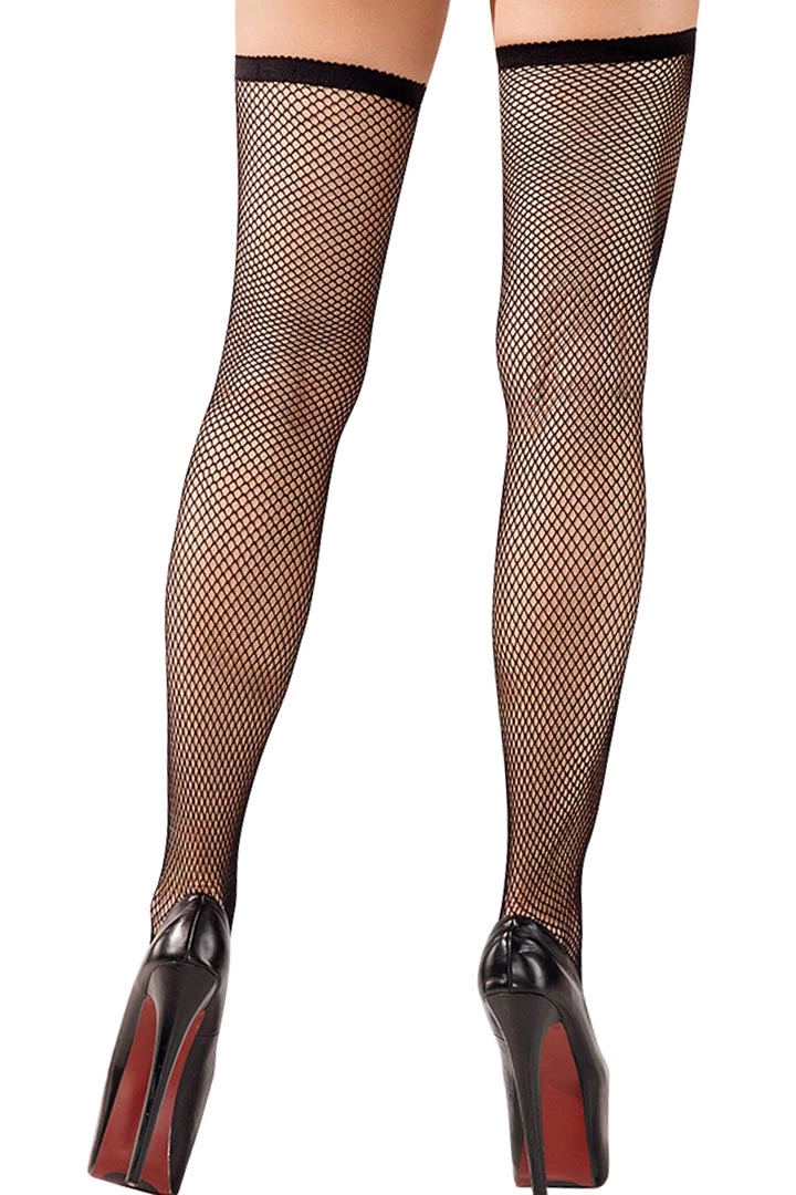 Starline Black Fishnet Thigh Highs W/ Black Band 4 Starline Black Fishnet Thigh Highs W/ Black Band