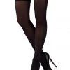 Starline Black Opaque Thigh Highs Hosiery