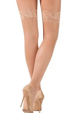 Starline Hosiery Lace Top Sheer Thigh Highs - Beige