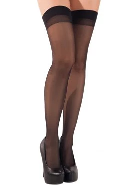 Starline Black Backseam Cuban Heel Thigh High Hosiery