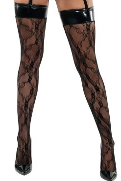 Starline Vinyl Top Lace Thigh Highs BDSM Lingerie