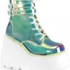 Demonia Green Glitter Vegan Leather 4.5" Platform Boots*