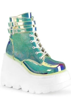 Demonia Green Glitter Vegan Leather 4.5" Platform Boots*