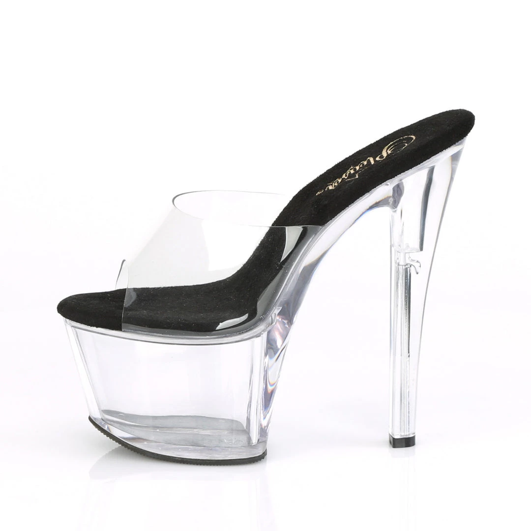 Pleaser 7" Heel, Clear/Black Platform Slide* 7 Pleaser 7" Heel, Clear/Black Platform Slide*