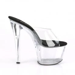 Pleaser 7" Heel, Clear/Black Platform Slide*
