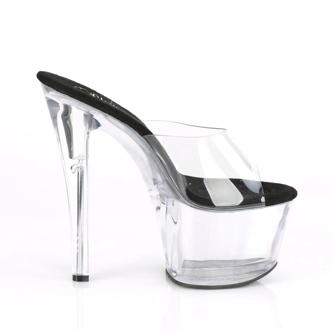 Pleaser 7" Heel, Clear/Black Platform Slide* 4 Pleaser 7" Heel, Clear/Black Platform Slide*