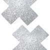 NevaNude New Silver Glitter Double X Nipple Pasties