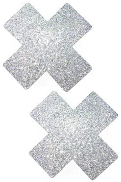 NevaNude New Silver Glitter Double X Nipple Pasties