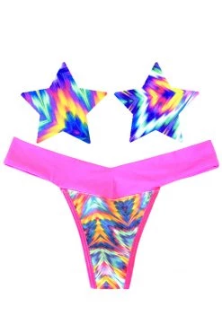 NevaNude Sporty Aztec Rave Nipple Pasties & Thong Panty