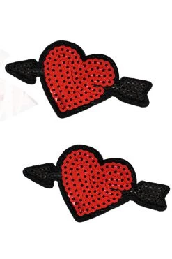 NevaNude Cupid's Arrow Heart Sequin Nifty Nipple Pasties Lingerie