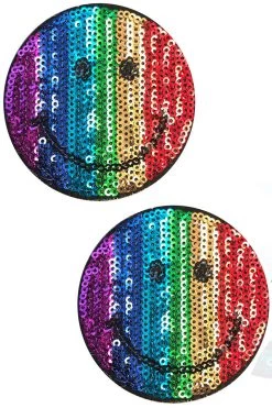 NevaNude Sequin Smiley Faces Nifty Nipple Pasties Rainbow Clothing