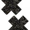 NevaNude New Black & Silver Glitter Double X Nipple Pasties