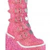 Demonia Pink Glitter 5.5" Platform Mid-Calf Boots*