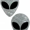 Pastease Silver Glitter Alien Nipple Pasties Accessories 1 Pastease Silver Glitter Alien Nipple Pasties Accessories