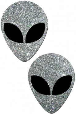 Pastease Silver Glitter Alien Nipple Pasties Accessories