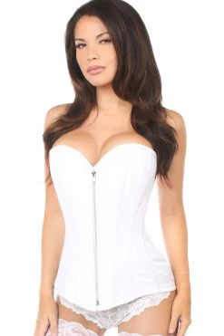 Daisy Corsets White Cotton Steel Boned Corset W/Zipper* Lingerie