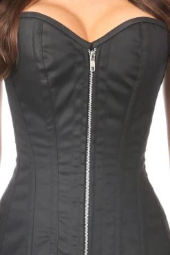 Daisy Corsets Black Cotton Steel Boned Corset W/Zipper* Lingerie