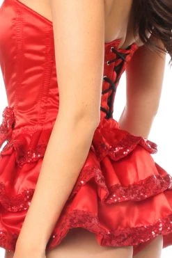 Daisy Corsets Red Satin & Sequin Steel Boned Corset W/Removable Snap Skirt* Lingerie 10 Daisy Corsets Red Satin & Sequin Steel Boned Corset W/Removable Snap Skirt* Lingerie