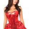 Daisy Corsets Red Satin & Sequin Steel Boned Corset W/Removable Snap Skirt* Lingerie