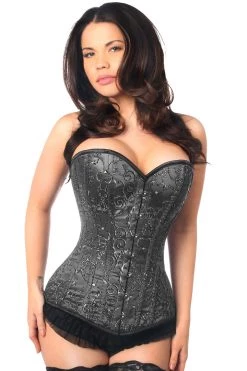 Daisy Corsets Lingerie Elegant Black Embroidered Steel Boned Corset*